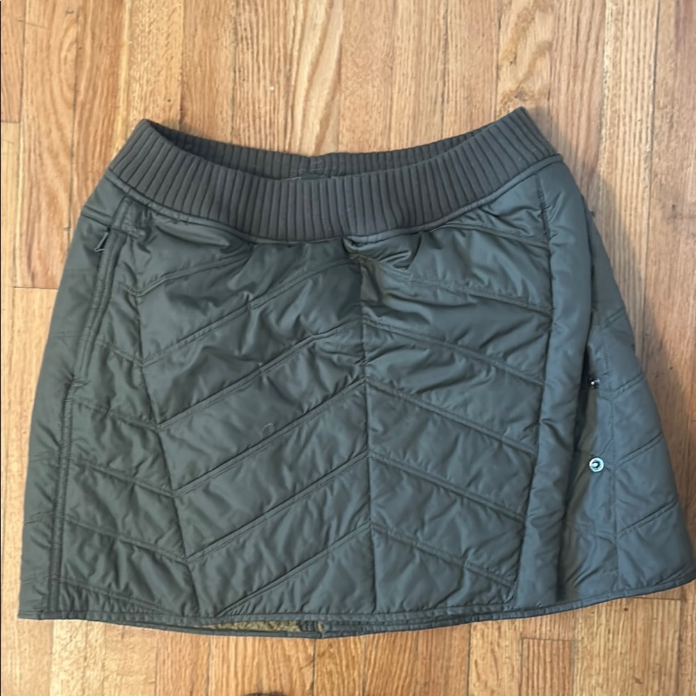 Prana Green Ribbed Mini Skirt for Casual Wear
